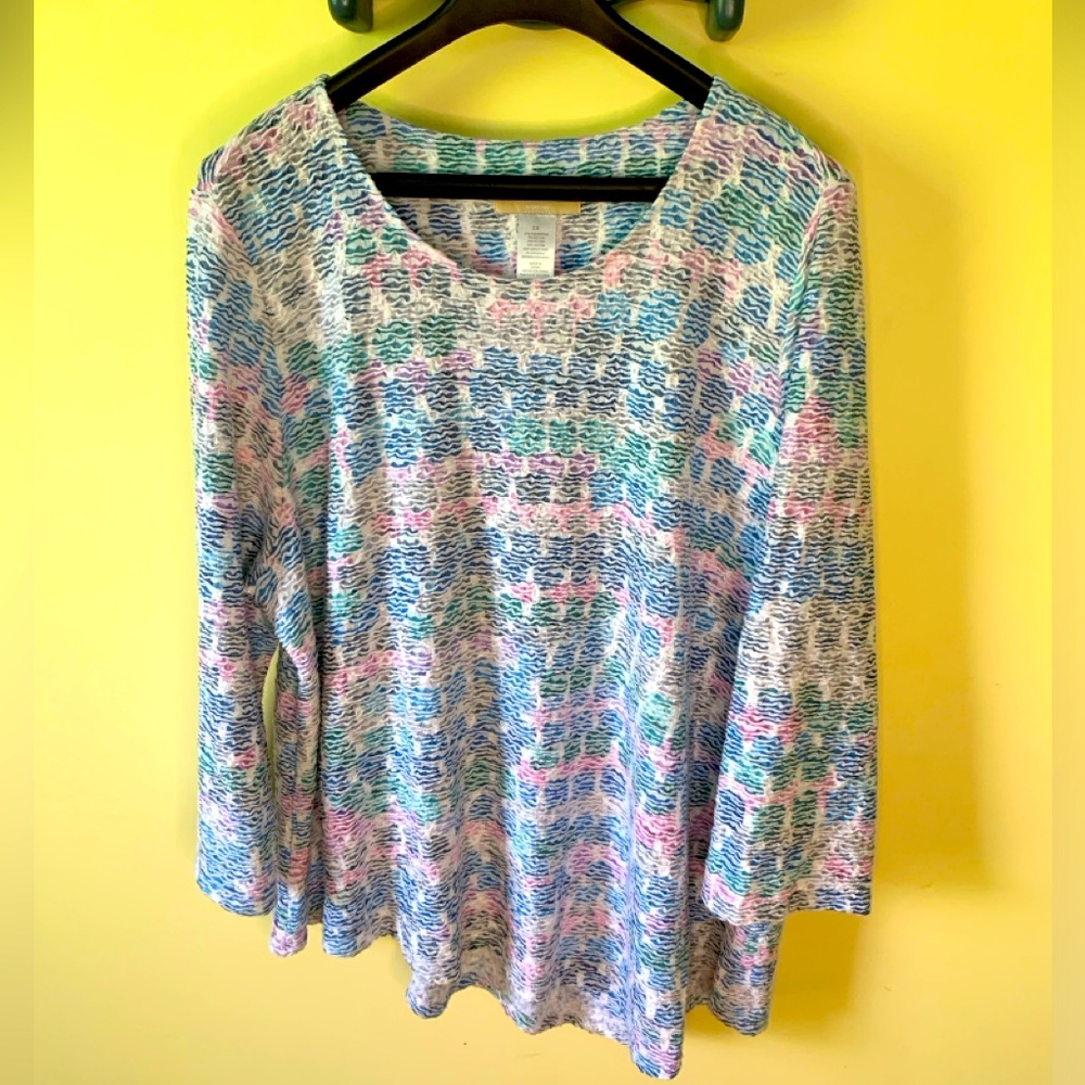 Adorable Pink and Blue Top 2X